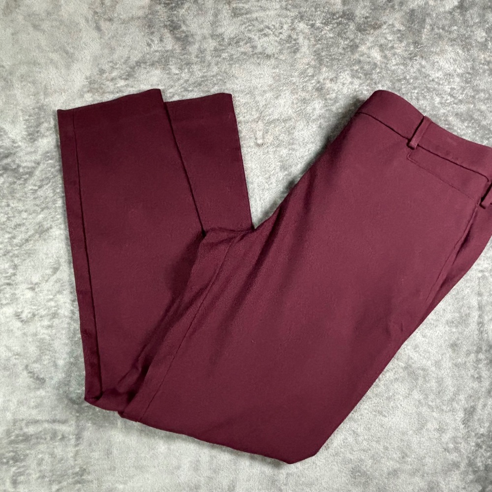 Loft Womens Sutton  Skinny Ankle Pants Burgundy Maroon Slim Trousers Dress 10
